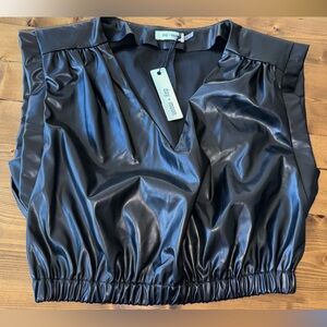 Day + Moon Faux Leather Top – Size M – NWT